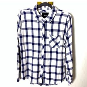 Rails Blue and White Checkered Long Sleeve Button Up Shirt